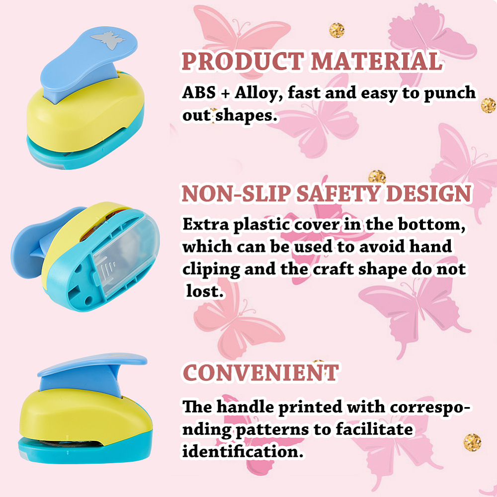 4Pcs 4 Styles Butterfly Shape Craft Punch Single Crafting Scrapbook Punches Plastic Alloy Craft Punch Paper Shaper Crafts DIY Making Cards Decorations