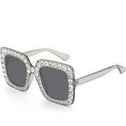 Rol Girl Elton Square Rhinestone Sunglasses Oversized Diamond Bling Bling Glasses