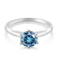 thumbnail image 2 of Gem Stone King 18K White Gold Persian Blue Moissanite Solitaire Engagement Ring for Women (1.00 Cttw, Gemstone Birthstone, Round 6.5MM, Size 9), 2 of 5