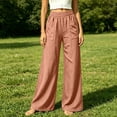 thumbnail image 6 of Women's Elastic Waist Loose Casual Pants, Solid Color Long Trousers with Pockets for Daily Home | TruBelle,Orange S, 6 of 9