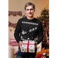 thumbnail image 2 of Old Glory Mens Flying Santa Sleigh Ugly Christmas Sweater Long Sleeve T Shirt, 2 of 6