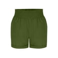 thumbnail image 5 of TAGOLD Womens Shorts Linen Like Solid Color Shirred Elastic Waist 3 Inch Length Shorts With Pockets, 5 of 5