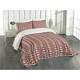 thumbnail image 3 of Ambesonne Ikat Quilted Bedspread Set 3 Pcs, Indigenous Pattern, Queen Size, Vermilion Orange Seafoam, 3 of 5