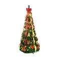 thumbnail image 1 of Pre Decorated Christmas Tree with Lights, Prelit Collapsible Christmas Tree, Full Decorated 6 ft Artificial Xmas Tree, Red & Gold Ribbon Flower Ball Ornaments-Home Decor Foldable Trees Lights Green, 1 of 6