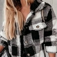 thumbnail image 6 of kakina CMSX Clearance Jackets for Women, Women Cozy Long Sleeve Faux Plaid Buttons Pokets Teddy Woolen Fleece Jacket Cardigan Coat Black, L, 6 of 6