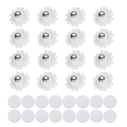 Uxcell 16 Pcs Self Adhesive Mini Caster Wheels 1 Inch, White (1 Steel Rolling Ball)