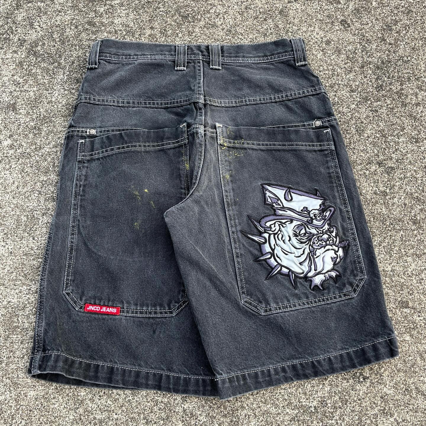JNCO Chinese Loong Hip Hop Denim Shorts 2000s Style Summer