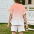 thumbnail image 4 of Abcomgle Girls Short Sets Size 7-8 Girls Two Piece Outfits Floral Print Ruffle Sleeve Tshirts and Elastic Waist Shorts Cute Preppy Girls Summer Outfits 8-9 Years,Orange, 4 of 5