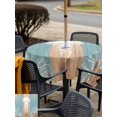 thumbnail image 5 of Outdoor Tablecloth with Umbrella Hole for Patio/Picnic/Party/Camping, Coastal Jellyfish Waterproof Table Cloth Square Cover Washable, Summer Coral Ocean Vintage Wood (60"x 60"), 5 of 8