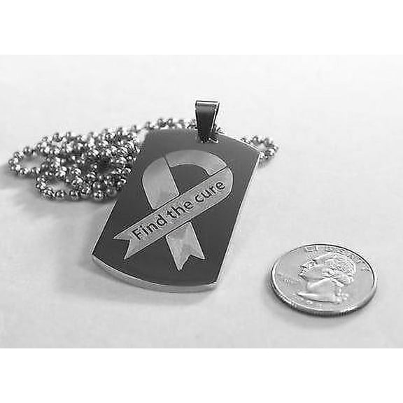 FIND THE CURE BREAST CANCER SOLID  STAINLESS STEEL BALL CHAIN ENGRAVE BACK FREE