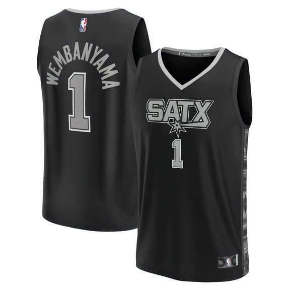 Youth Fanatics Victor Wembanyama Black San Antonio Spurs Fast Break Player Jersey - Statement Edition