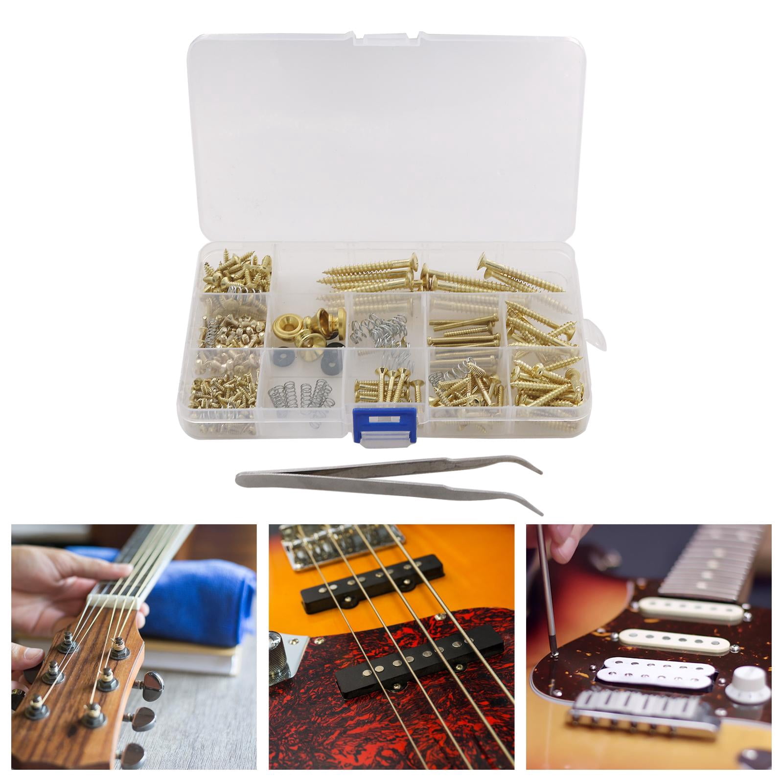 Rushawy 262Pcs Guitar Screw Guitar Repairing Screw Set for Pickguard Guitar Bass Golden