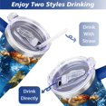 thumbnail image 5 of 40oz Cute Ocean Life Turtle Stainless Steel Flip Straw Tumbler Spill Proof Travel Cup Double Wall Vacuum Insulated Coffee Mug with Top Handle, 5 of 6