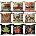 thumbnail image 2 of Yidarton Christmas Cartoon Printing Pattern Series Pillowcase Elk Linen Pillow Cover Sofa Cushion Cover, 2 of 6