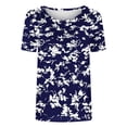 thumbnail image 5 of Ichuanyi Women's Casual Pattern Floral Printed Shirt Loose Short Sleeved T-Shirt Classic Round Neck Top, 5 of 5