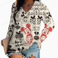 thumbnail image 1 of Woman Tshirts Women's Long-Sleeved Disney Mickey Mouse Print T-shirt Spring and Autumn Top Loose V Neck Ropa Mujer CamisetasS Gao Jinjia LED, 1 of 2