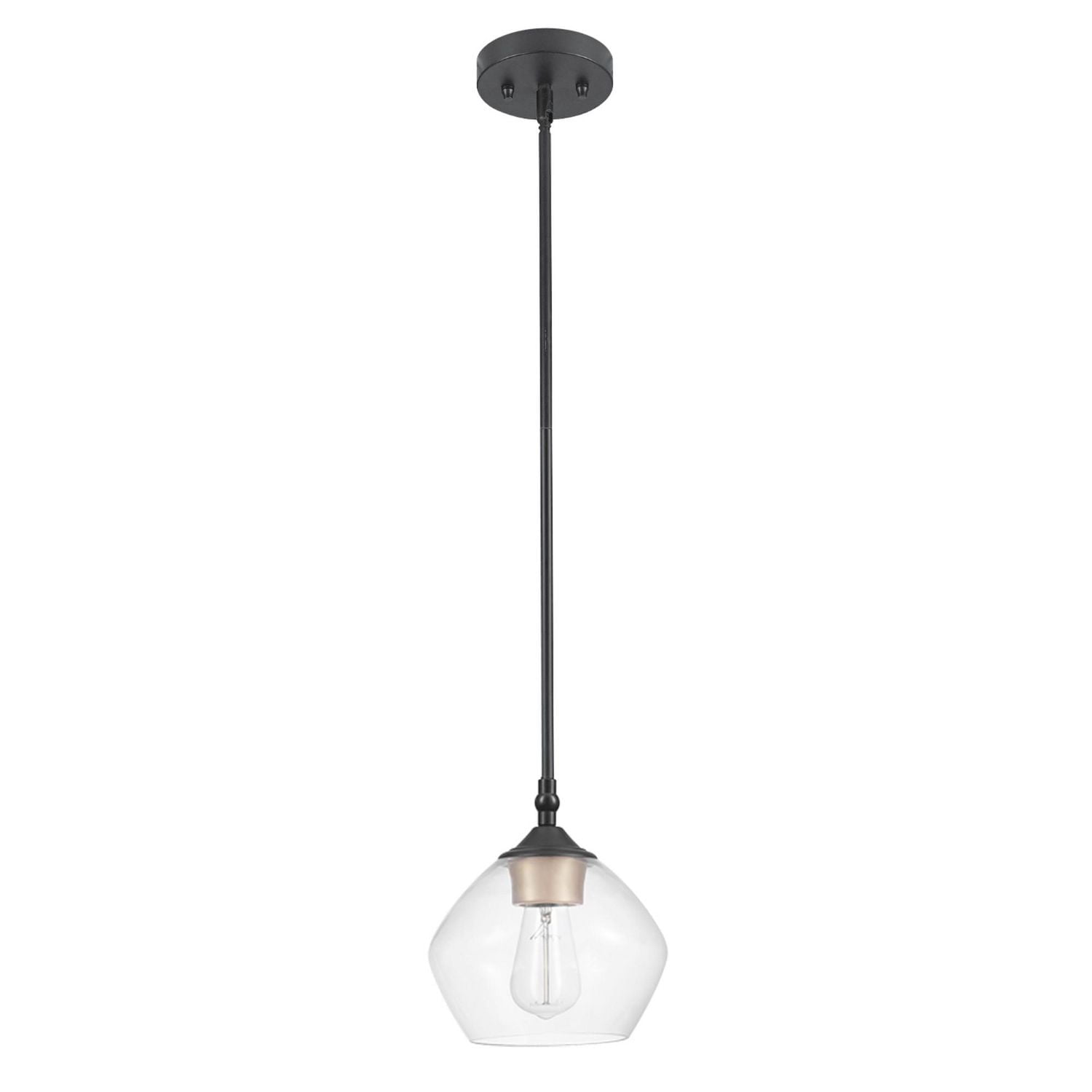 Pendentif de collection Harrow à 1 lumière en noir mat avec abat-jour en verre transparent