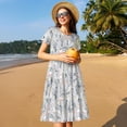 thumbnail image 4 of Naloa white Moose winter tree Print Womens Summer A-Line Dress with Pockets,Short Sleeve Dresses,Flowy Beach Swing Dress for Vacation Travel, 4 of 6