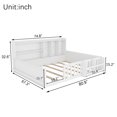 thumbnail image 6 of Leumius Full Size Floor Montessor Bed with Storage Shelves,Wood Low Bed with Semi-enclosed Guardrail and Headboard, Footboard, Space Saving, No Box Spring Required,White, 6 of 8
