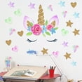 thumbnail image 4 of Unicorn Wall Stickers Decals,Unicorn Wall Decor with Heart Flower Birthday Christmas Gifts for Boys Girls Kids Bedroom Decor Nursery Room Home Decor(2 Sheets Unicorn), 4 of 7