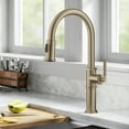thumbnail image 2 of KRAUS Allyn Traditional Industrial Pull-Down Single Handle Kitchen Faucet in Brushed Gold, 2 of 7