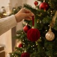 thumbnail image 4 of Red Christmas Ornaments,Christmas Tree Ornaments,Velvet Flocked Christmas Tree Ornaments,Shatterproof Plastic Hanging Balls Luxury Xmas Decor for Home Porch Party(Red-C 3.15*3.15*3.15in), 4 of 5