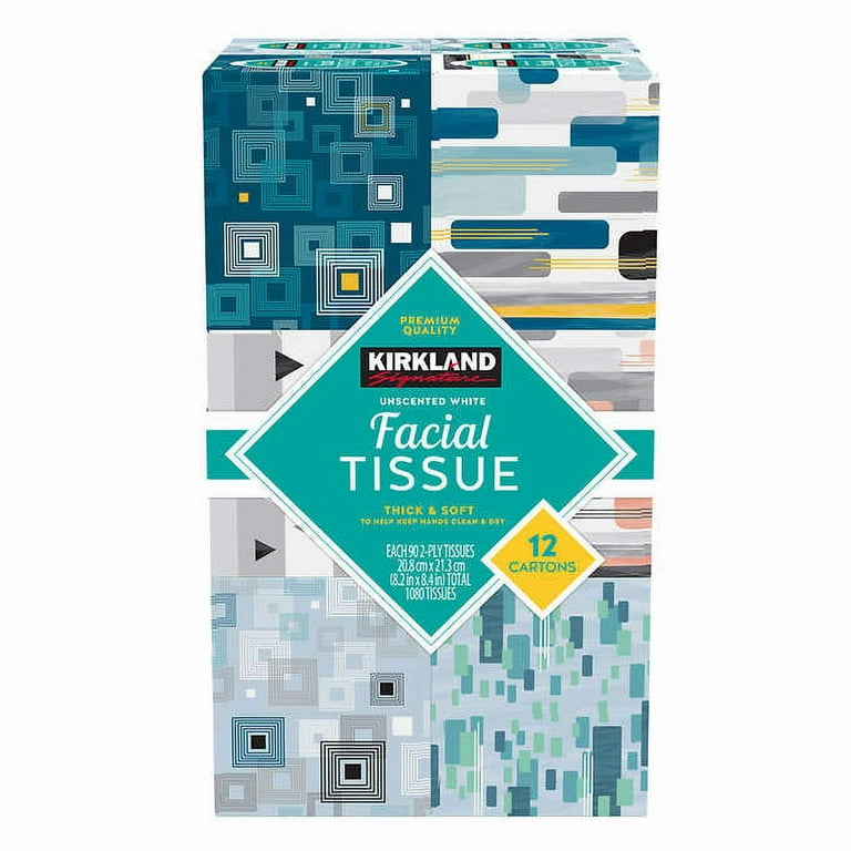 Kirkland Signature Facial Tissue, 2-Ply, 90-count, 12-pack Kirkland Signature Facial Tissue, 2-Ply, 90-count, 12-pack