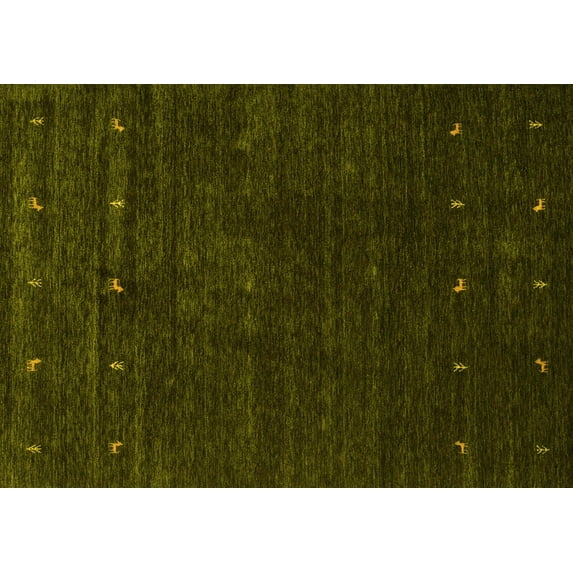 Ahgly Company Machine Washable Indoor Rectangle Abstract Yellow Contemporary Area Rugs, 2' x 5'