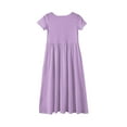 thumbnail image 5 of XADYUY Girls Summer Dress Size 14-16 Casual Solid Color Short Sleeve Maxi Dress Cute Crew Neck Sundresses Beach Swing Skirt with Pockets 11-12 Years,Light Purple, 5 of 5