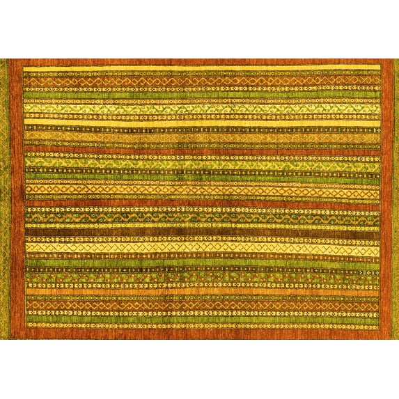 Ahgly Company Indoor Rectangle Abstract Yellow Modern Area Rugs, 3' x 5'