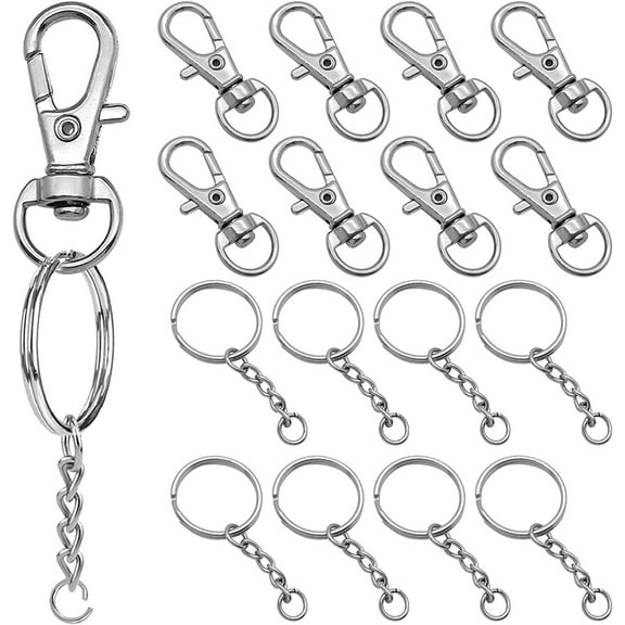 150Pcs Swivel Snap Hook Set,Stainless Steel Split Key Rings with Chain and Jump Rings Bulk for Keychain Lanyard,Crafts Supplies