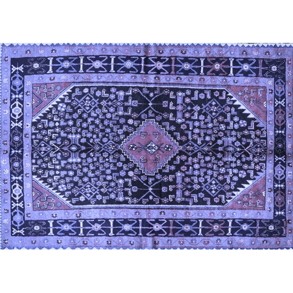 Ahgly Company Machine Washable Indoor Rectangle Persian Blue Traditional Area Rugs, 2' x 3'