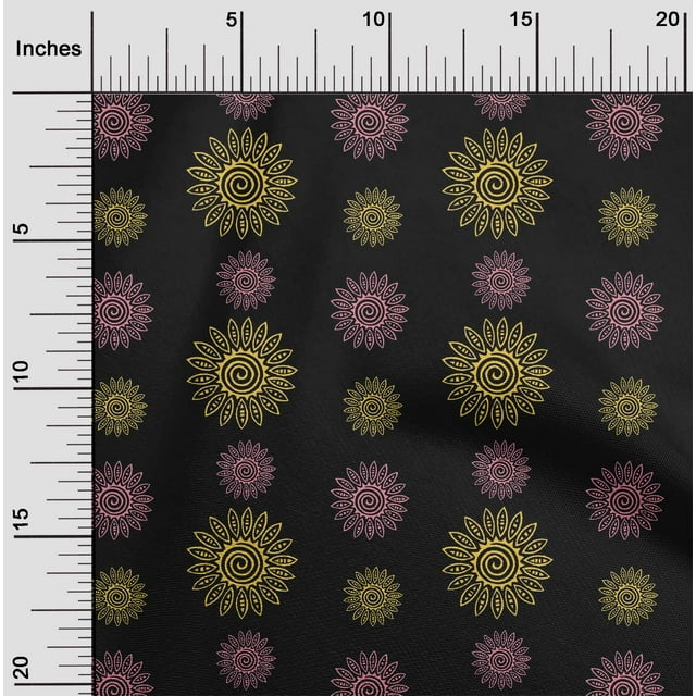 oneOone Viscose Jersey Fabric Spiral & Floral Block Printed Craft Fabric BTY 60 Inch Wide