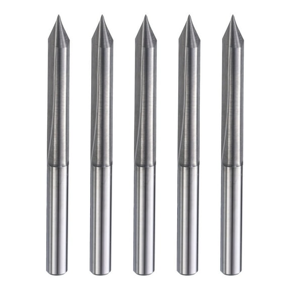 Uxcell 5 Pack CNC V Bit 45 Degree 1/8" Shank 0.1mm Tip Engraving V Bits Chamfer End Mill