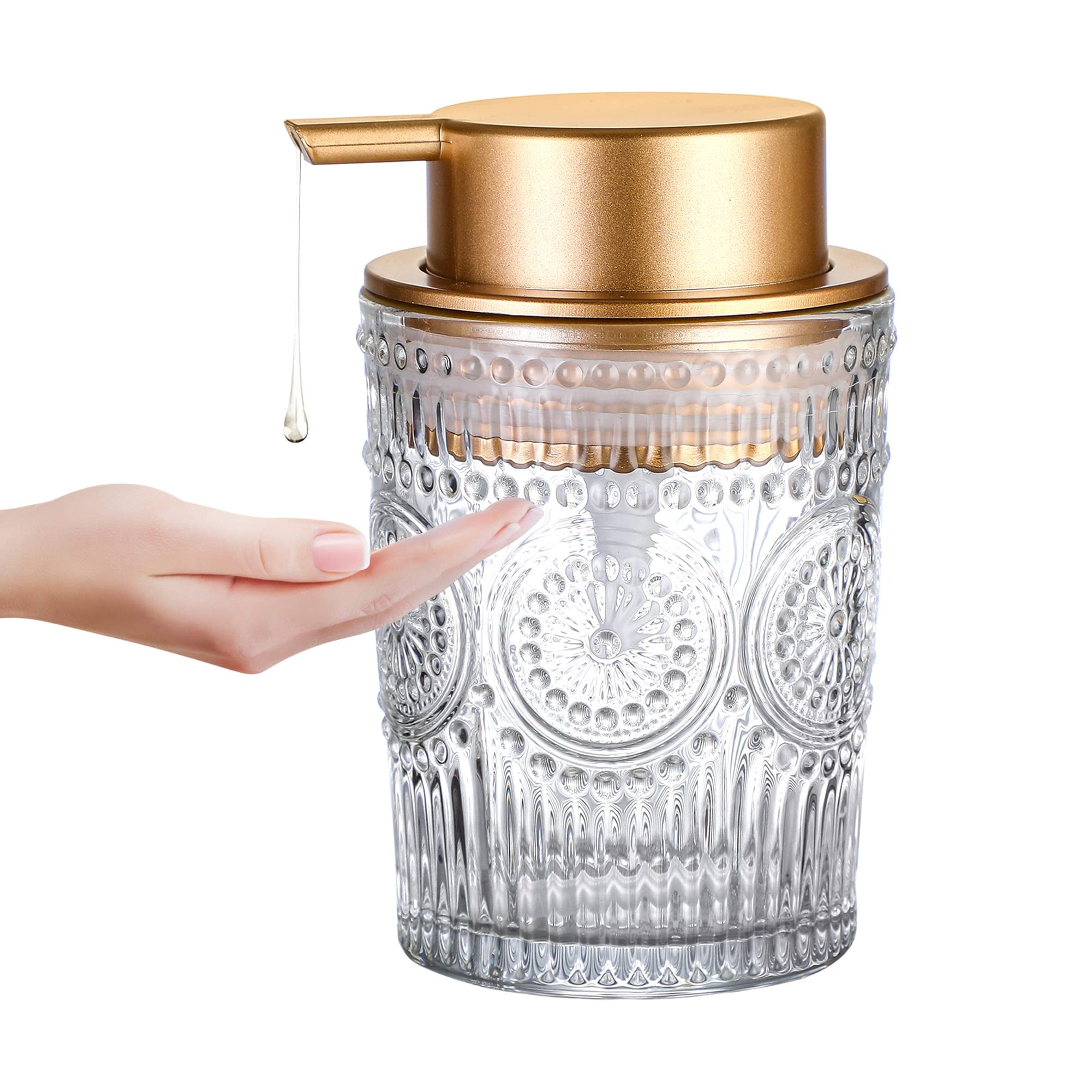 MKLZ 8 oz Glass Dish Soap Dispenser, Clear Hand Liquid Bottle with Pump