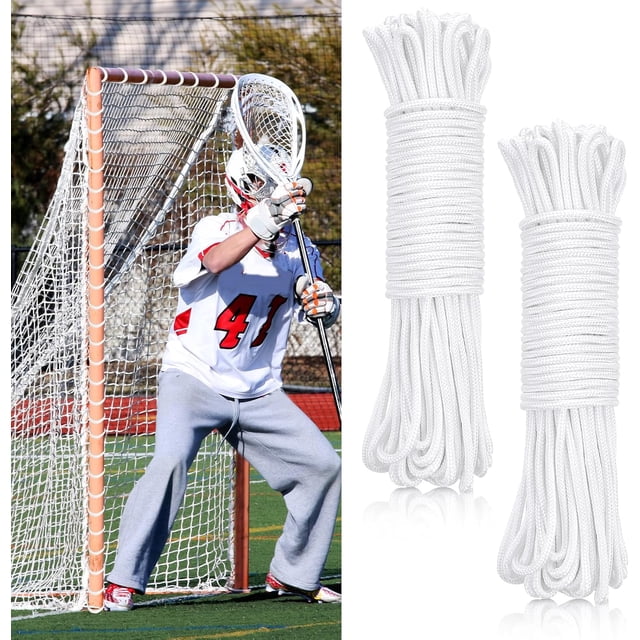 2 Pcs 92ft 4mm Lacrosse Goal Net Lacing Cord Durable Lacing Rope Goal Net for Youth Collegiate, Easy Installation for Backyard, Garden, Playground, Soccer Goals Replacement Frame Not Included