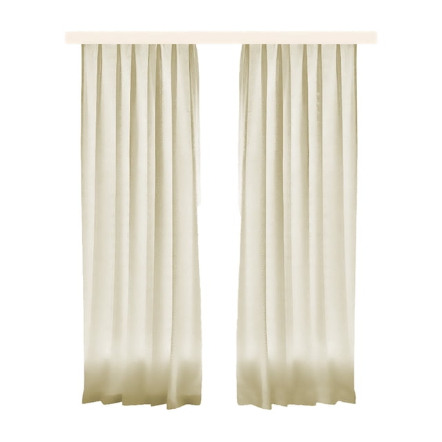 COM1950s Linen Curtains Set of 2 Panels, Natural Textured Window Drapes for Living Room Bedroom, 59x106 Inches, Grommet Top, Light Filtering & Privacy