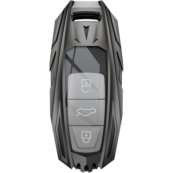 For Audi Key Fob Cover Case, Special Metal Key Case Shell Protector Fit for 2018-2022 A6 A7 A8 E-Tron Q8 SQ8, 2020 2021 2022 A3 Q7 S3 S6 SQ7 RS6 S7 RS7 (Grey)