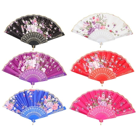 

TINKSKY Fan Folding Hand Handheld Japanese Paper Foldable Retro Floral Spanish Chinese Wedding Dance Long Decorative Dancing