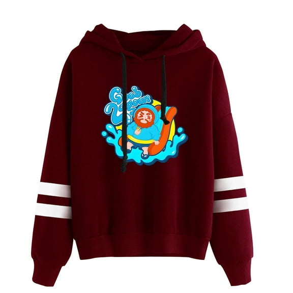 Caseoh Goob Lagoon Hoodie Unisex Pocketless Double Bar Sleeve Sweatshirt Fashion Pullover