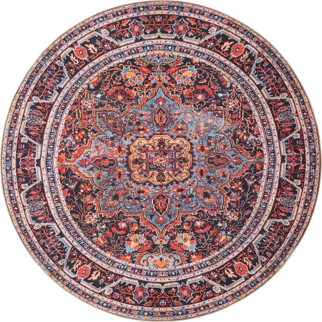 Unique Loom Revival Medallion Dark Color Rug 7' 7 x 7' 7 Round Burgundy/Black