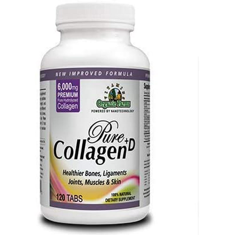 Organic Farms Vitamins Collagen Pure+D, Premium Collagen Pills 6000mg