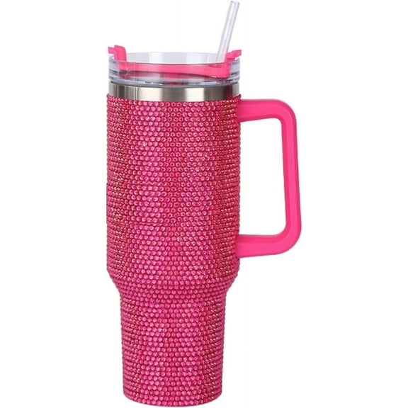 Lashicorn 40 oz Hot Pink Rhinestone Double Insulated Metal Tumbler Glass