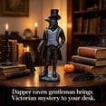 thumbnail image 4 of Gothic Raven Figurine, Black Crow with Top Hat, Dark Academia Tabletop Ornament for Halloween Mantel Shelf Vintage Home Display, 4 of 5