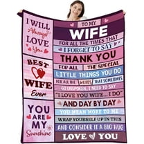 Gift for Wife, I Love You Gifts for Her, Wife Birthday Gift Ideas, for Women, Wife Blanket, Wife Gifts from Husband for Christmas/Valentines Day, 50" x60