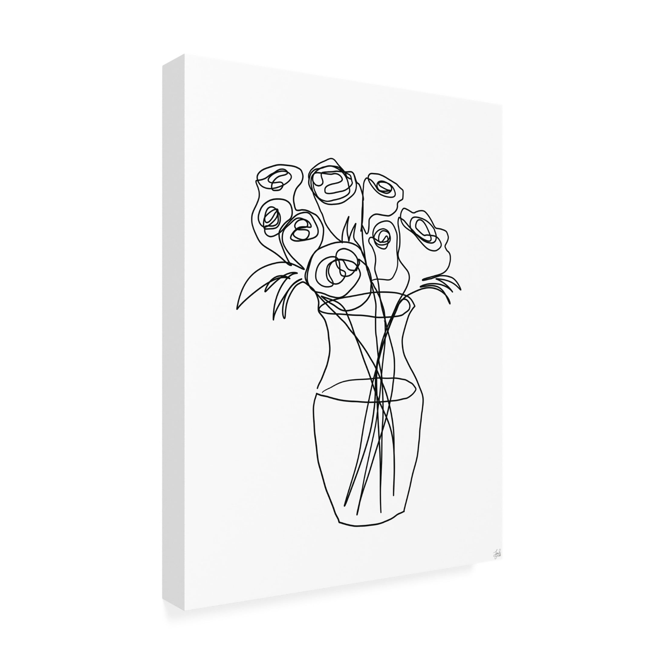 Canvas Wall Art - Line and Brush 'Floral Bunch 2' Wall Art for Living Room, Bedroom, or Office Décor by Trademark Fine Art - 14 x 19 Inches