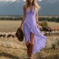 thumbnail image 2 of Tqcoqu Summer Dresses for Women 2026 Dressy Casual Deep V Neck Tank Dress Elegant Flowy Ruffle Sleeveless Sundresses,Purple Women's S-XXXL, 2 of 6