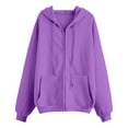 thumbnail image 5 of WULMLEO Zip Up Hoodie for Women Oversized Zip Up Y2K Hoodies Casual Long Sleeve Sweatshirts Fall Spring Track Jackets 2026 Purple Polyester, 5 of 6
