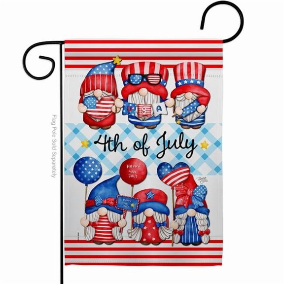 Breeze Decor G154159-BO 13 x 18.5 in. July 4th Gnome Vertical Garden Flag with Double-Sided House Decoration Banner Yard Gift