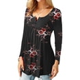 thumbnail image 3 of GORHGORH Women's Floral Print Round Neck Long Sleeve Button Casual Tunic T-Shirt Tops, 3 of 4